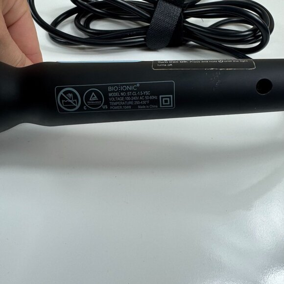 BIO IONIC Long Barrel Curling Iron Styler 1.5-Inch Black Nanoionic Beachy Waves - Picture 5 of 5